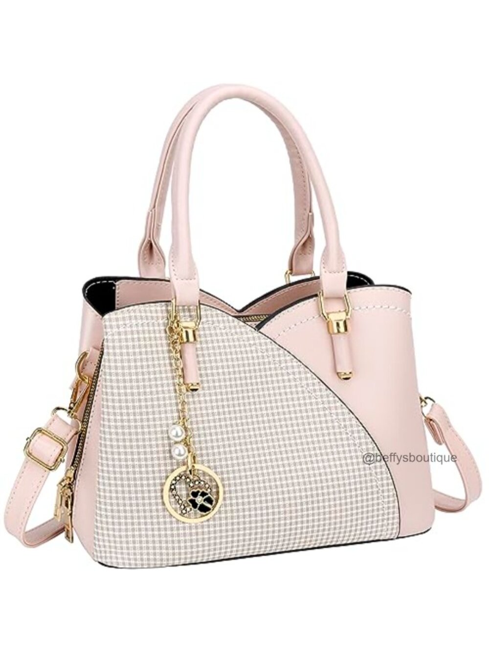 Vegan Leather Triple Compartment Satchel Top Handle Shoulder Bag